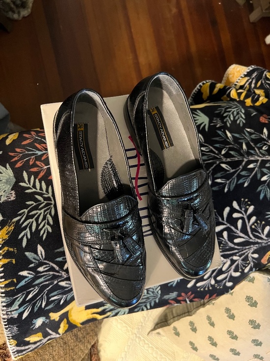 Stacy Adams Mens Snake Skin Loafers 8 1/2 M Black display picture 1
